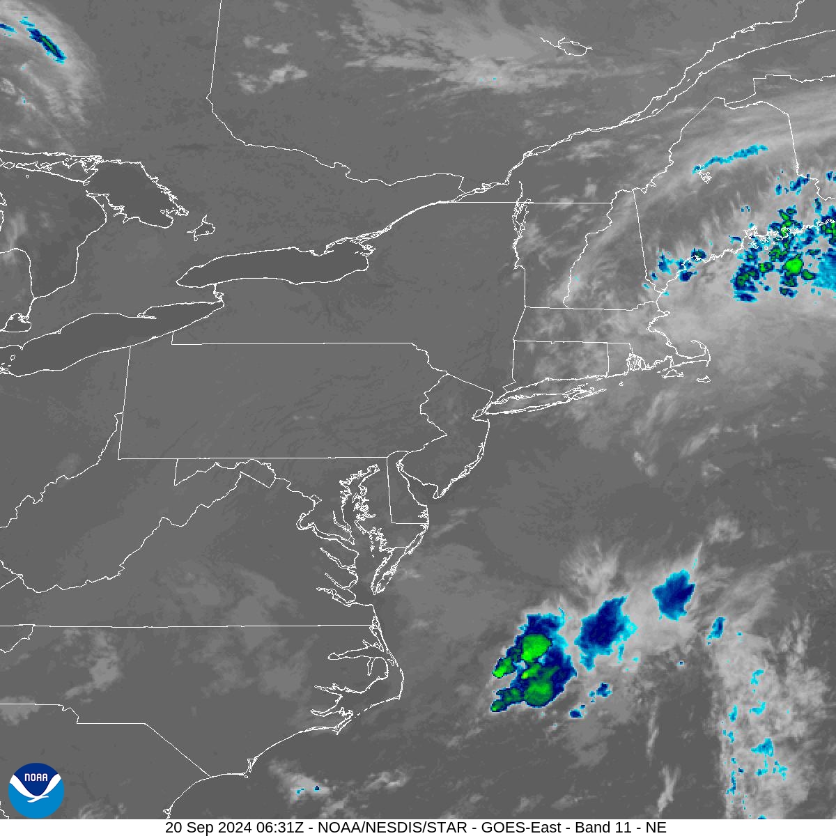 Band 11 - 8.4 µm - Cloud Top - IR - 20 Sep 2024 - 0631 UTC