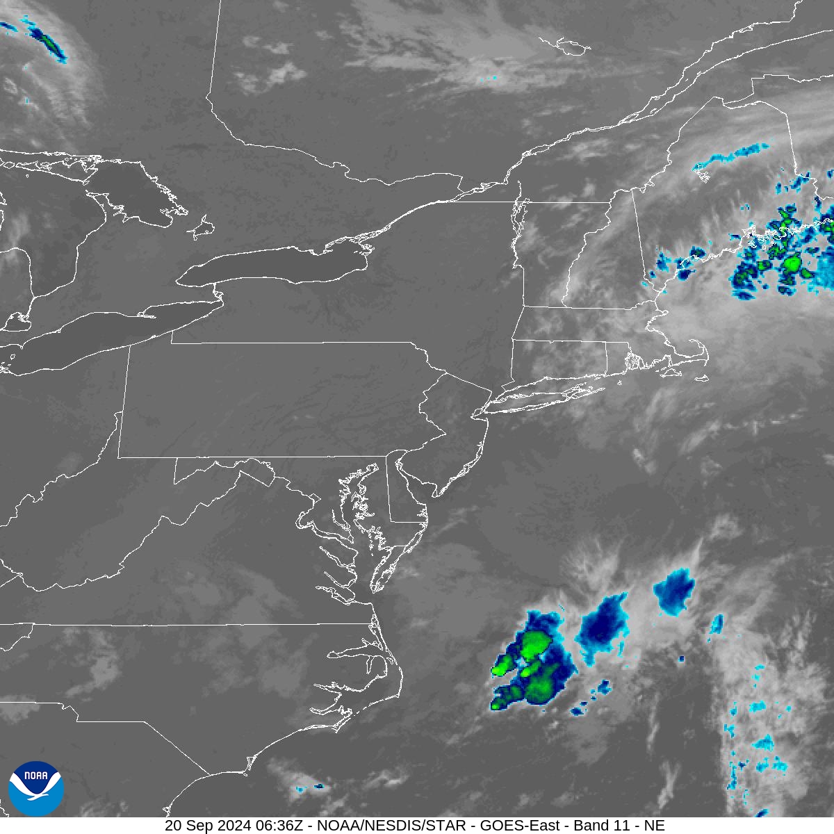 Band 11 - 8.4 µm - Cloud Top - IR - 20 Sep 2024 - 0636 UTC