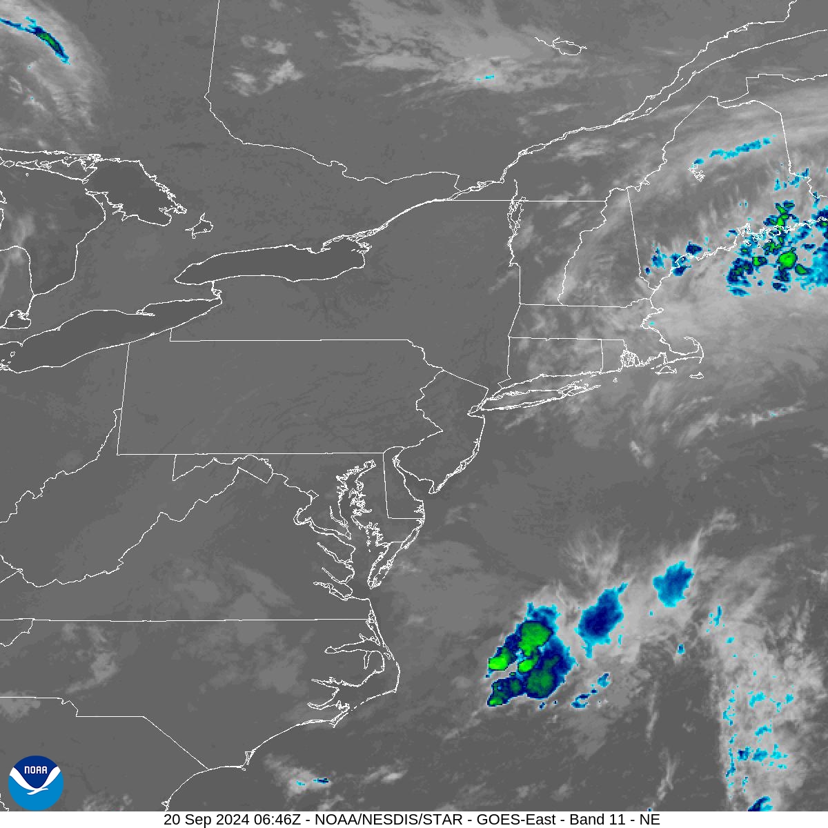 Band 11 - 8.4 µm - Cloud Top - IR - 20 Sep 2024 - 0646 UTC