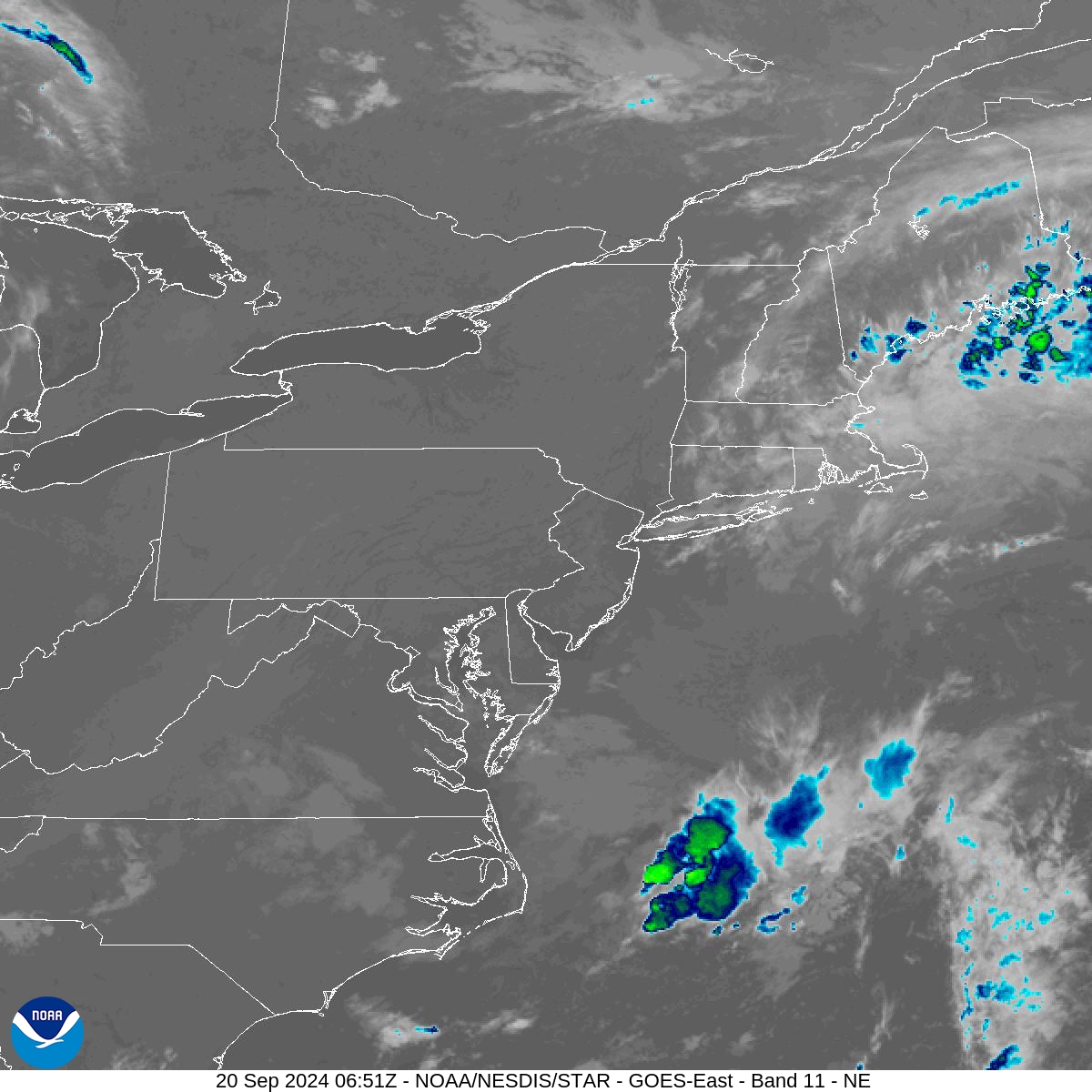 Band 11 - 8.4 µm - Cloud Top - IR - 20 Sep 2024 - 0651 UTC