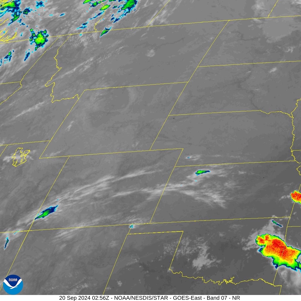 Band 7 - 3.9 µm - Shortwave Window - IR - 20 Sep 2024 - 0256 UTC