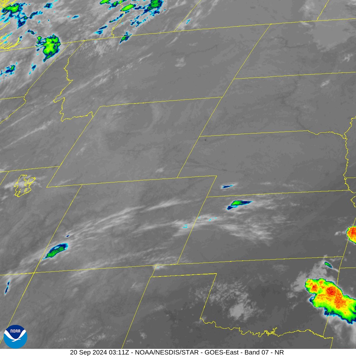 Band 7 - 3.9 µm - Shortwave Window - IR - 20 Sep 2024 - 0311 UTC