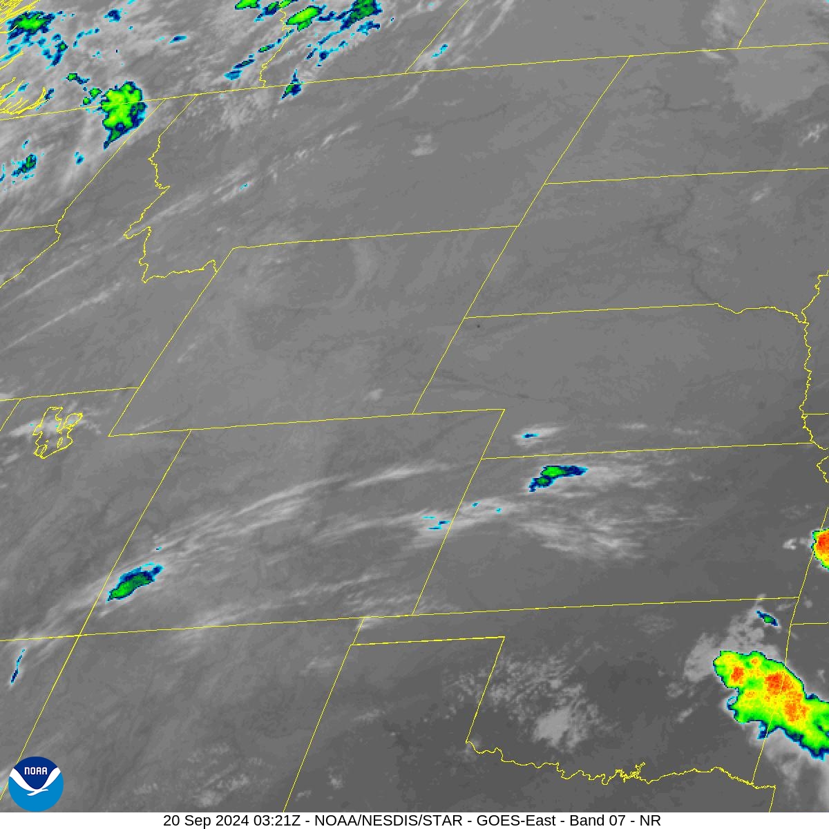 Band 7 - 3.9 µm - Shortwave Window - IR - 20 Sep 2024 - 0321 UTC