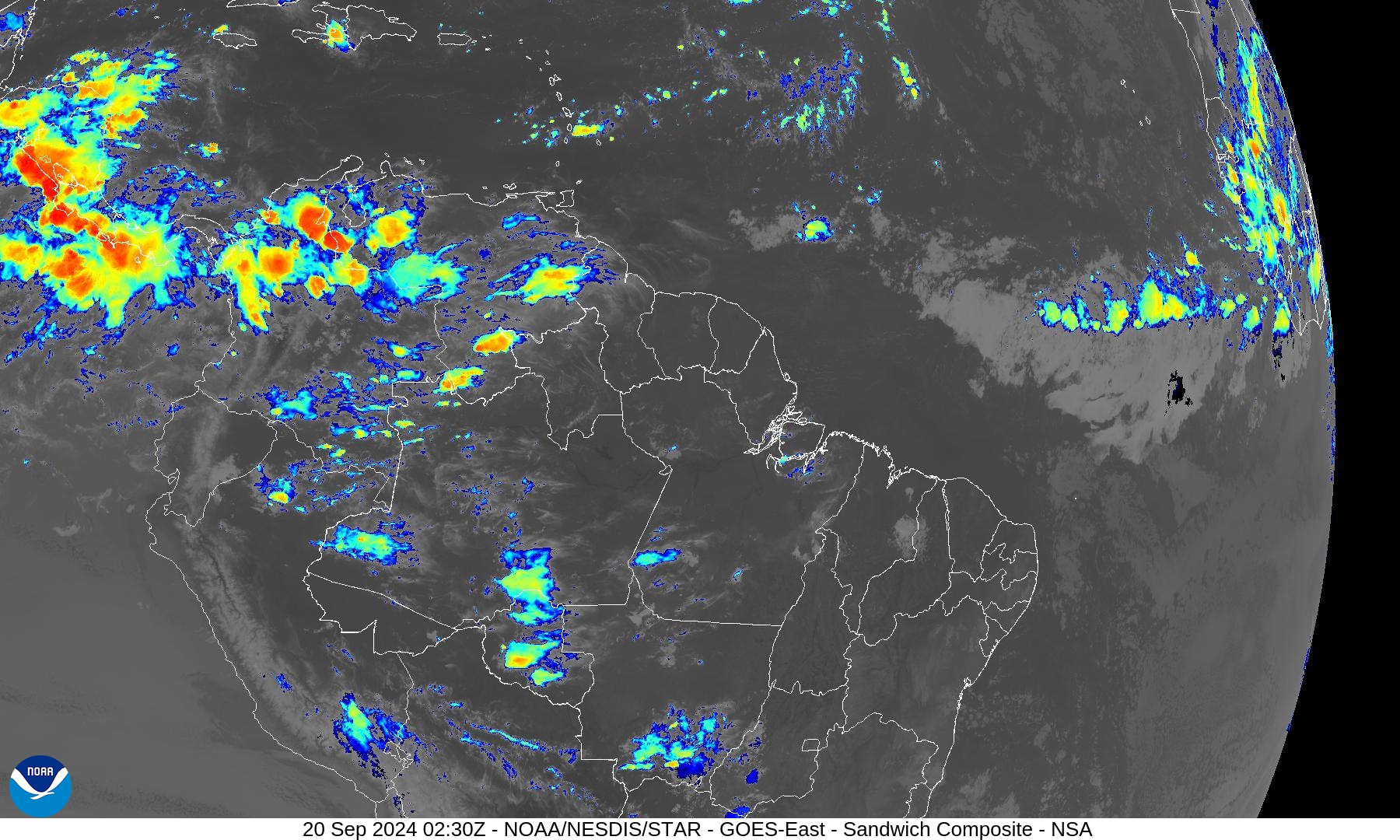 Sandwich - Blend combines IR band 13 with visual band 3 - 20 Sep 2024 - 0230 UTC