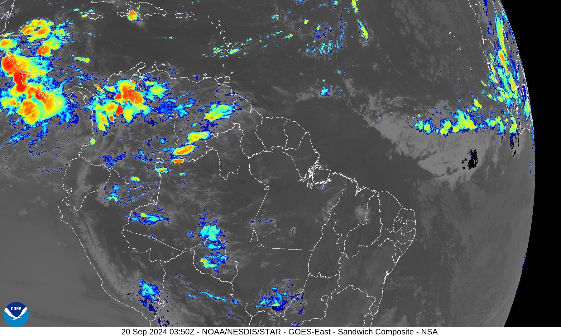 Sandwich - Blend combines IR band 13 with visual band 3 - 20 Sep 2024 - 0350 UTC