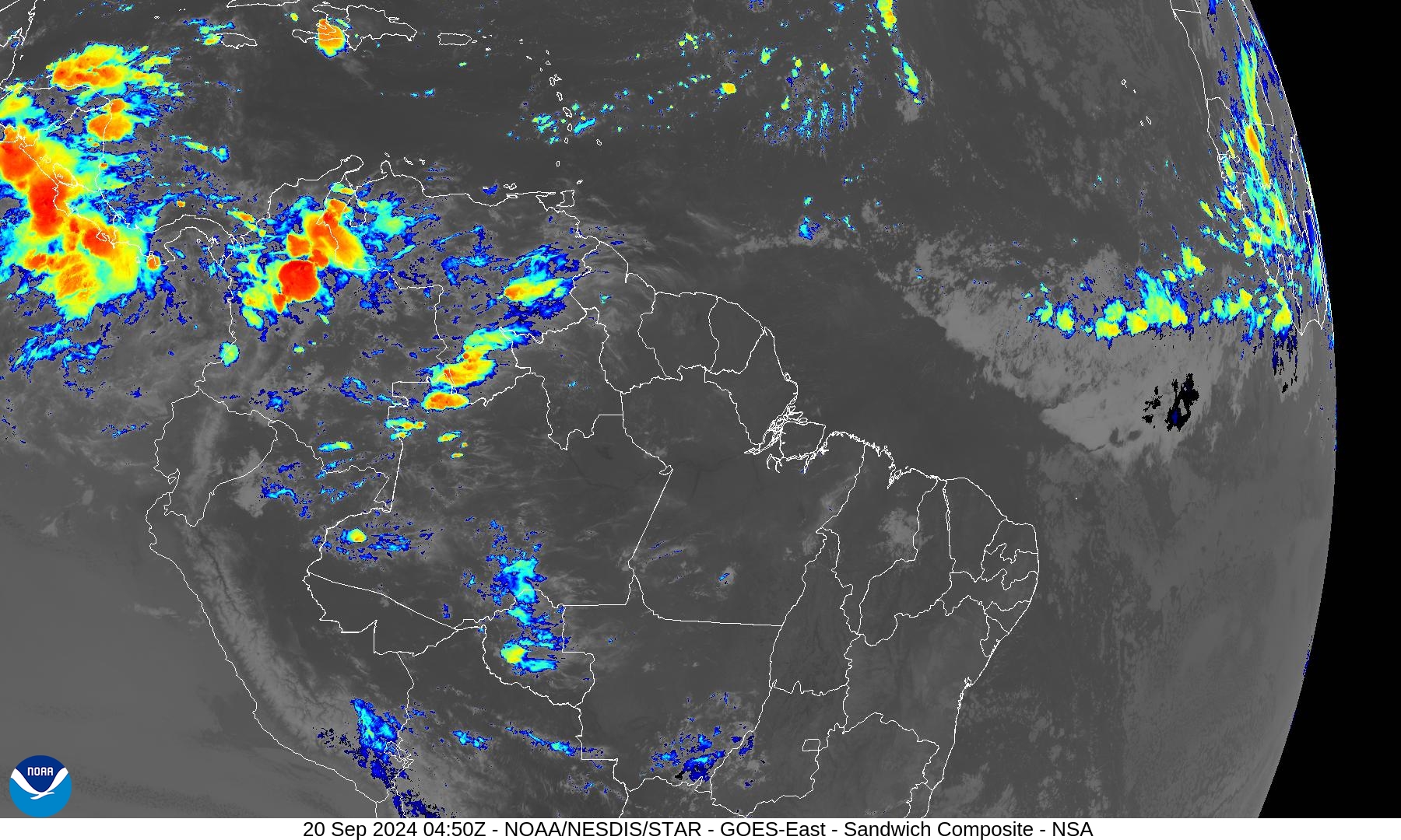 Sandwich - Blend combines IR band 13 with visual band 3 - 20 Sep 2024 - 0450 UTC