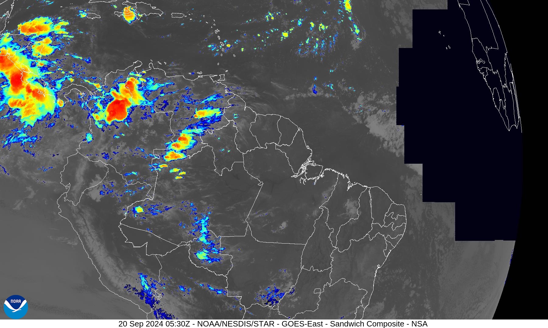 Sandwich - Blend combines IR band 13 with visual band 3 - 20 Sep 2024 - 0530 UTC