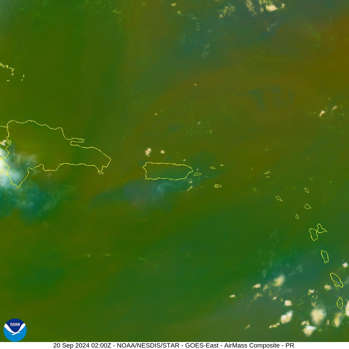 Air Mass - RGB based on data from IR & water vapor - 20 Sep 2024 - 0200 UTC