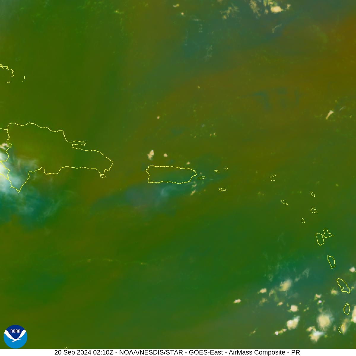 Air Mass - RGB based on data from IR & water vapor - 20 Sep 2024 - 0210 UTC