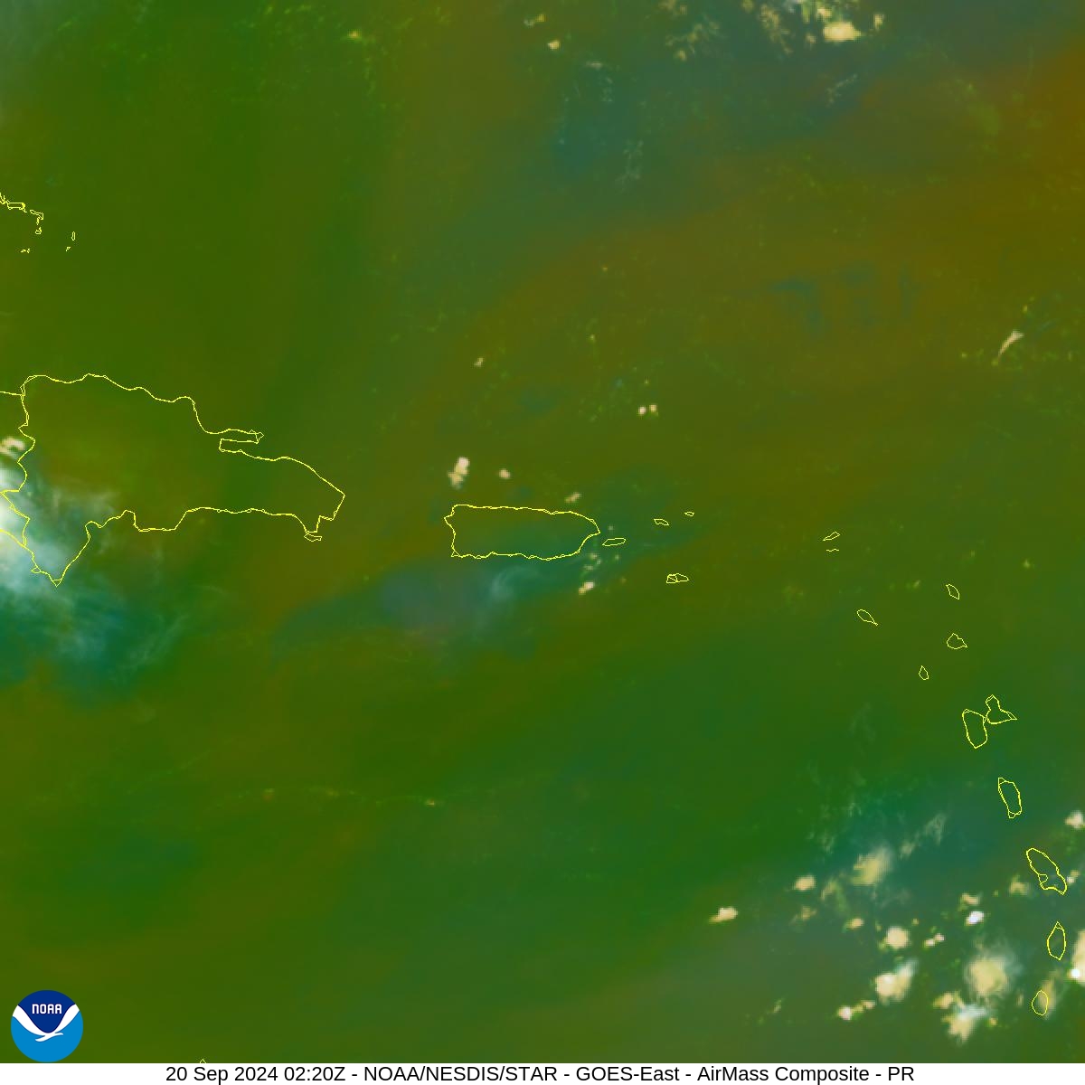 Air Mass - RGB based on data from IR & water vapor - 20 Sep 2024 - 0220 UTC