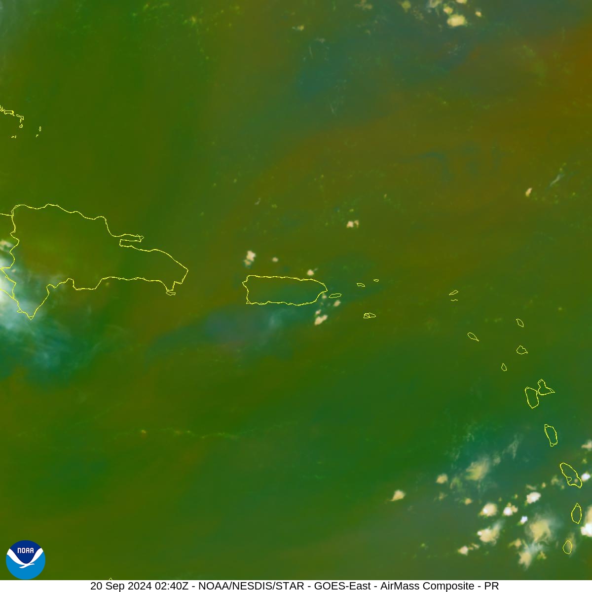 Air Mass - RGB based on data from IR & water vapor - 20 Sep 2024 - 0240 UTC