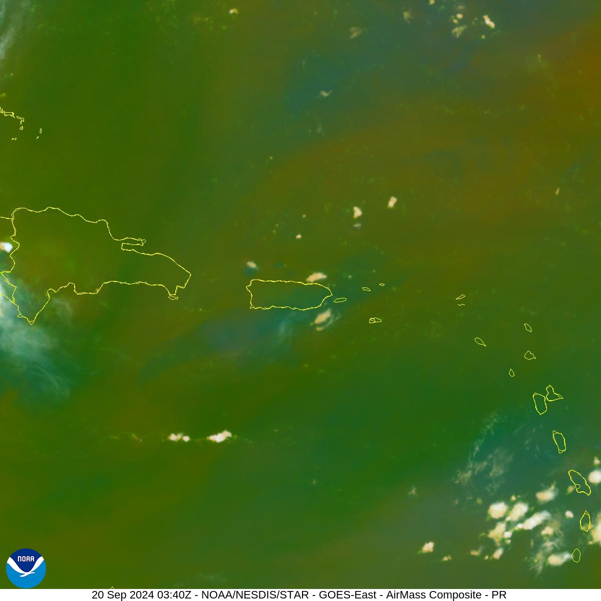 Air Mass - RGB based on data from IR & water vapor - 20 Sep 2024 - 0340 UTC