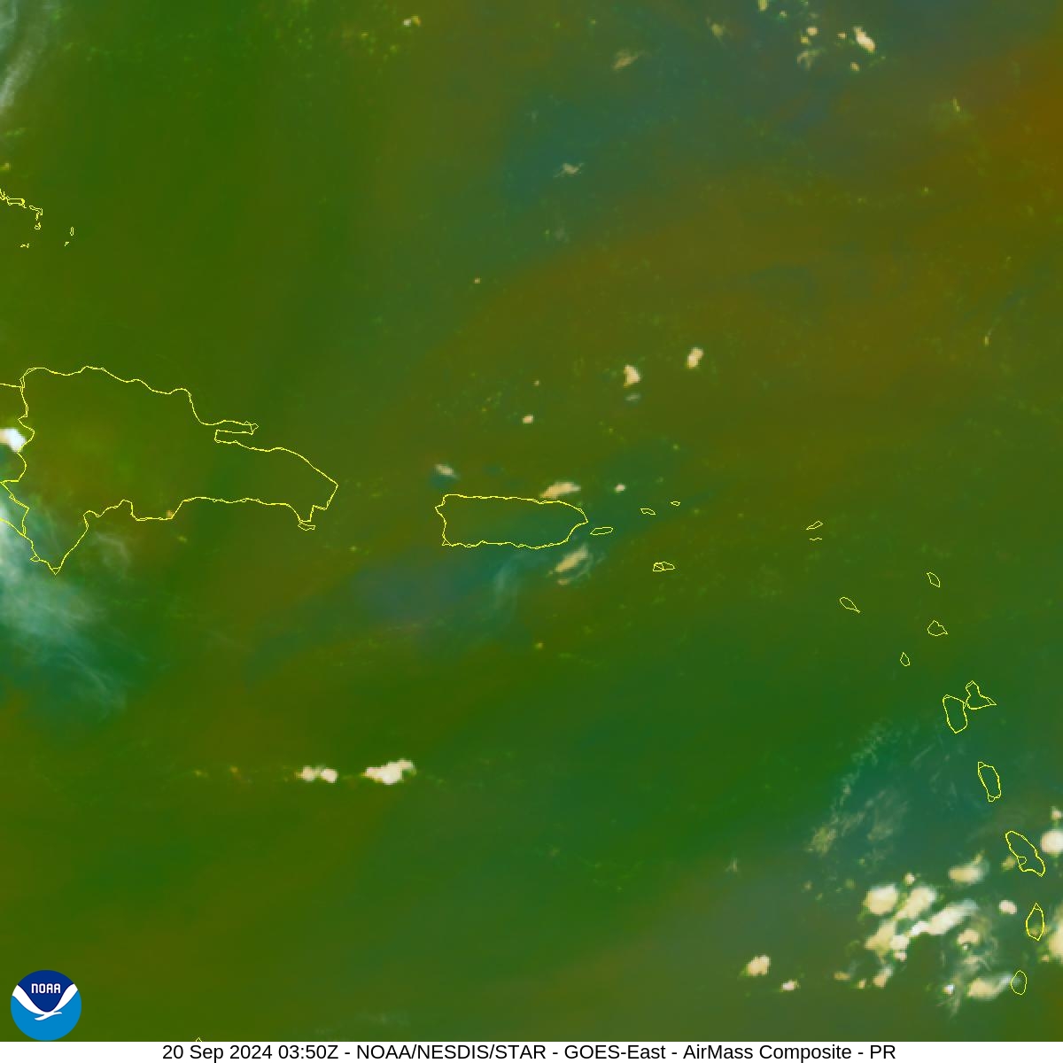 Air Mass - RGB based on data from IR & water vapor - 20 Sep 2024 - 0350 UTC