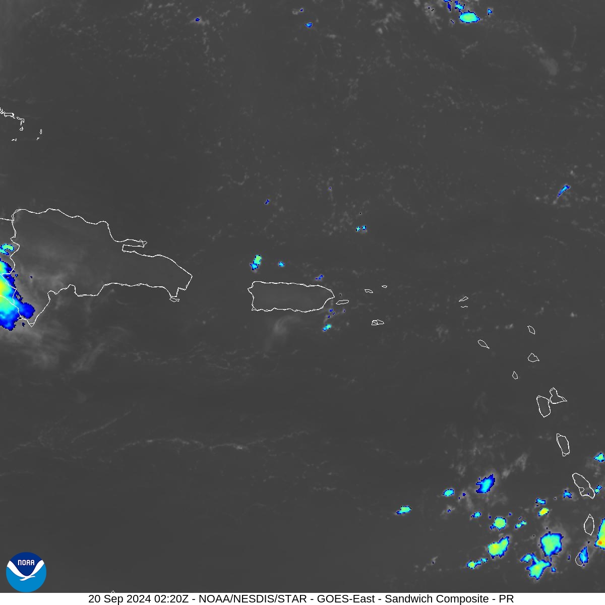 Sandwich - Blend combines IR band 13 with visual band 3 - 20 Sep 2024 - 0220 UTC