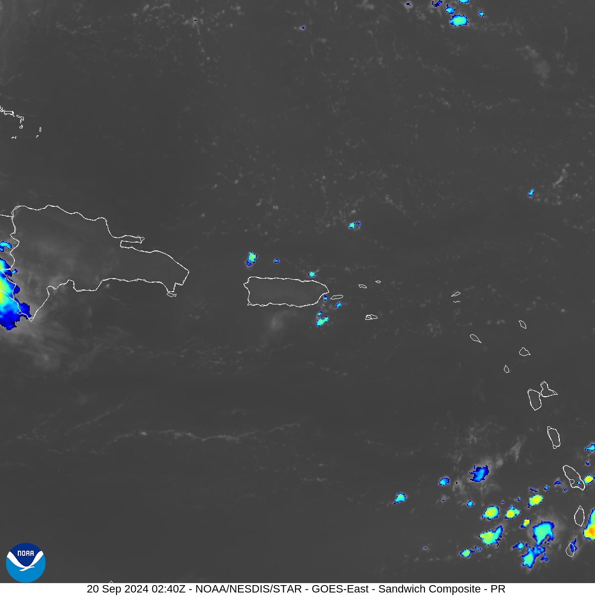 Sandwich - Blend combines IR band 13 with visual band 3 - 20 Sep 2024 - 0240 UTC