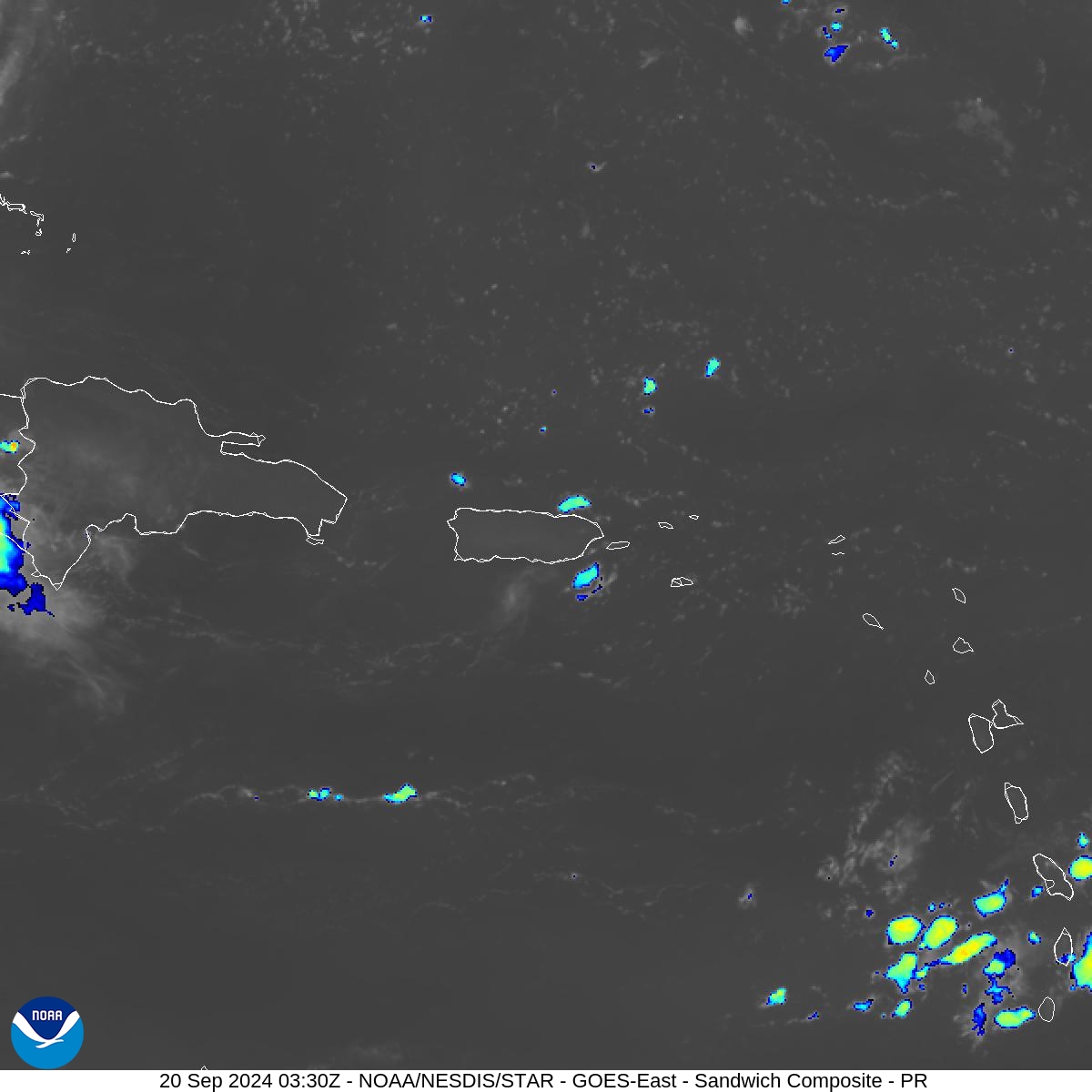 Sandwich - Blend combines IR band 13 with visual band 3 - 20 Sep 2024 - 0330 UTC