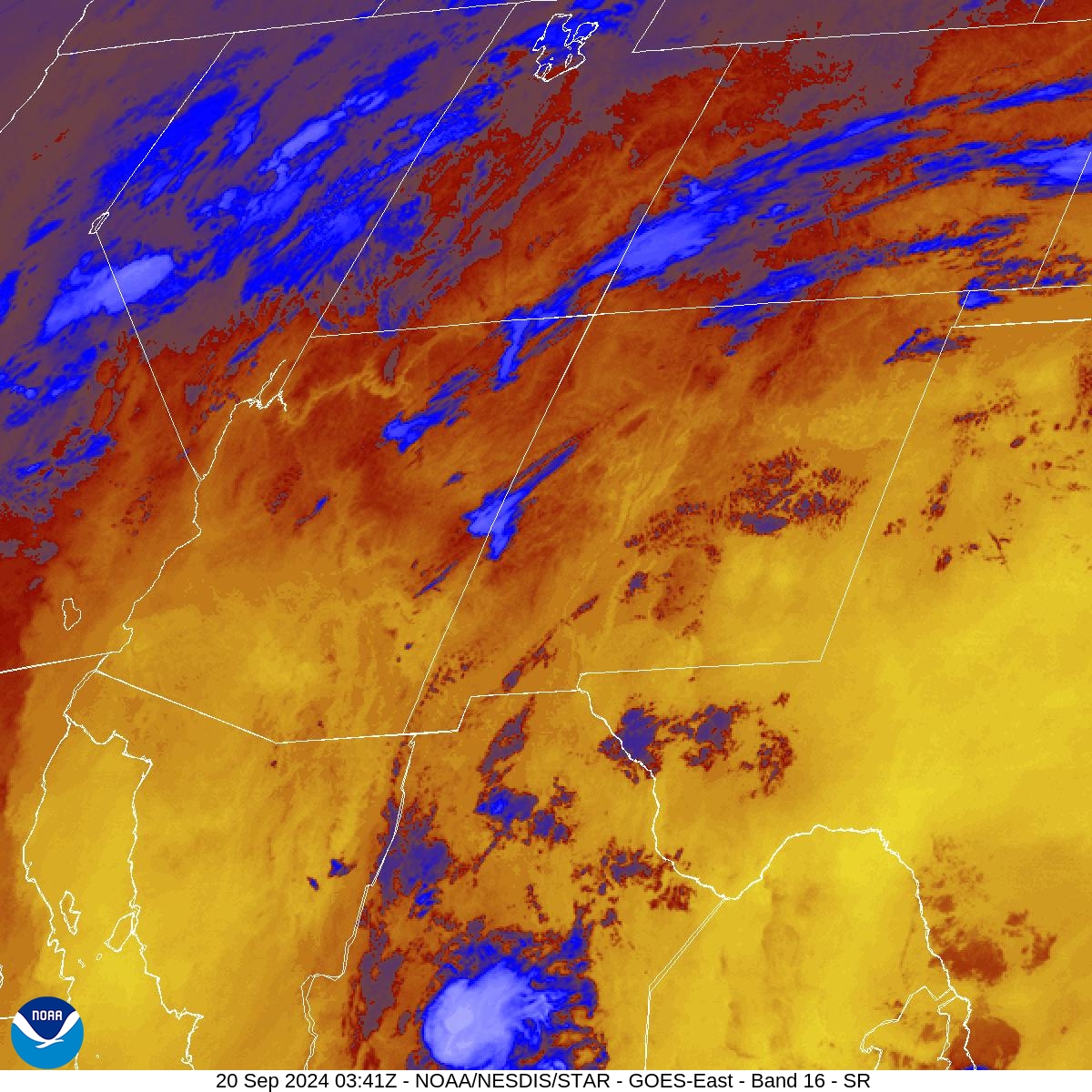 Band 16 - 13.3 µm - CO₂ Longwave - IR - 20 Sep 2024 - 0341 UTC