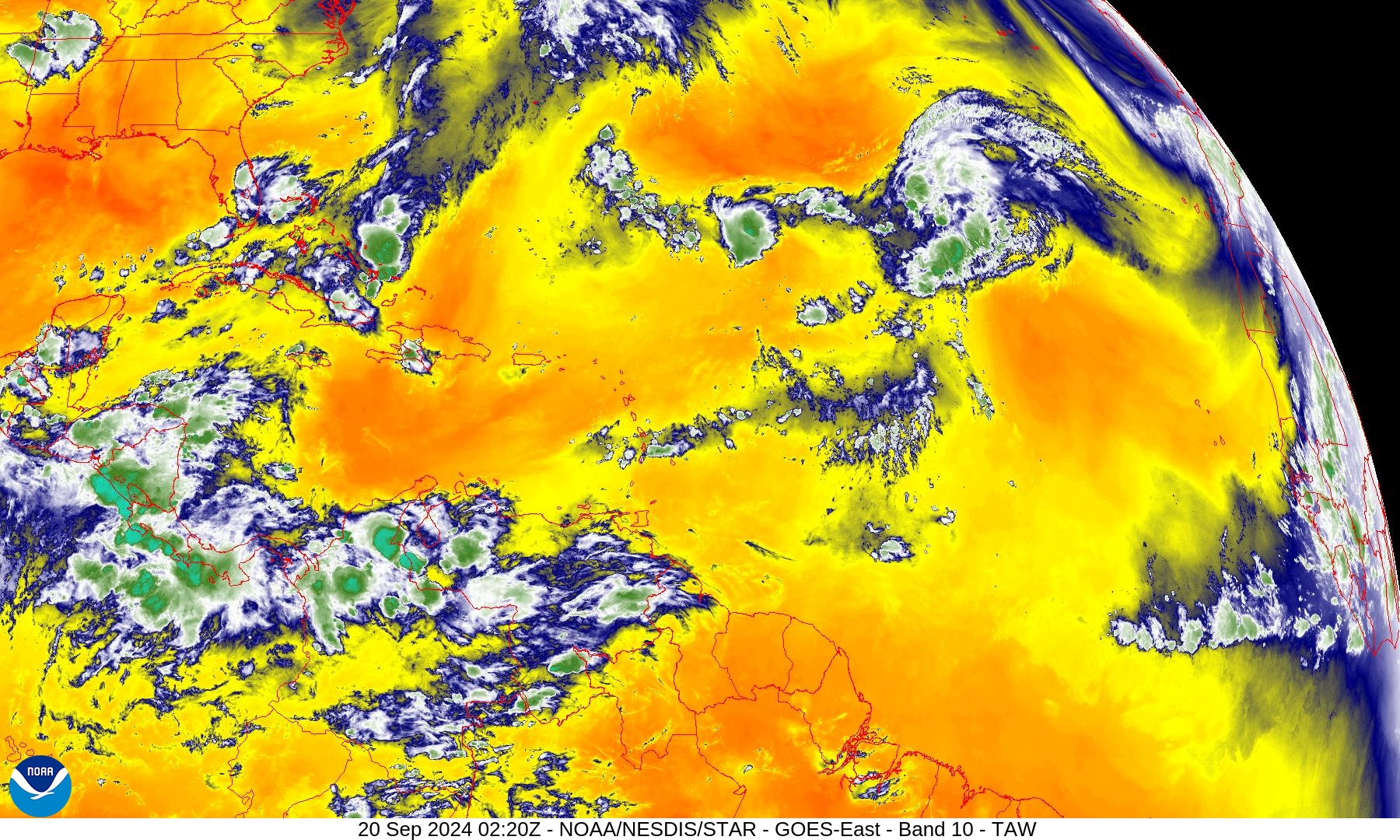 Band 10 - 7.3 µm - Lower-level Water Vapor - IR - 20 Sep 2024 - 0220 UTC