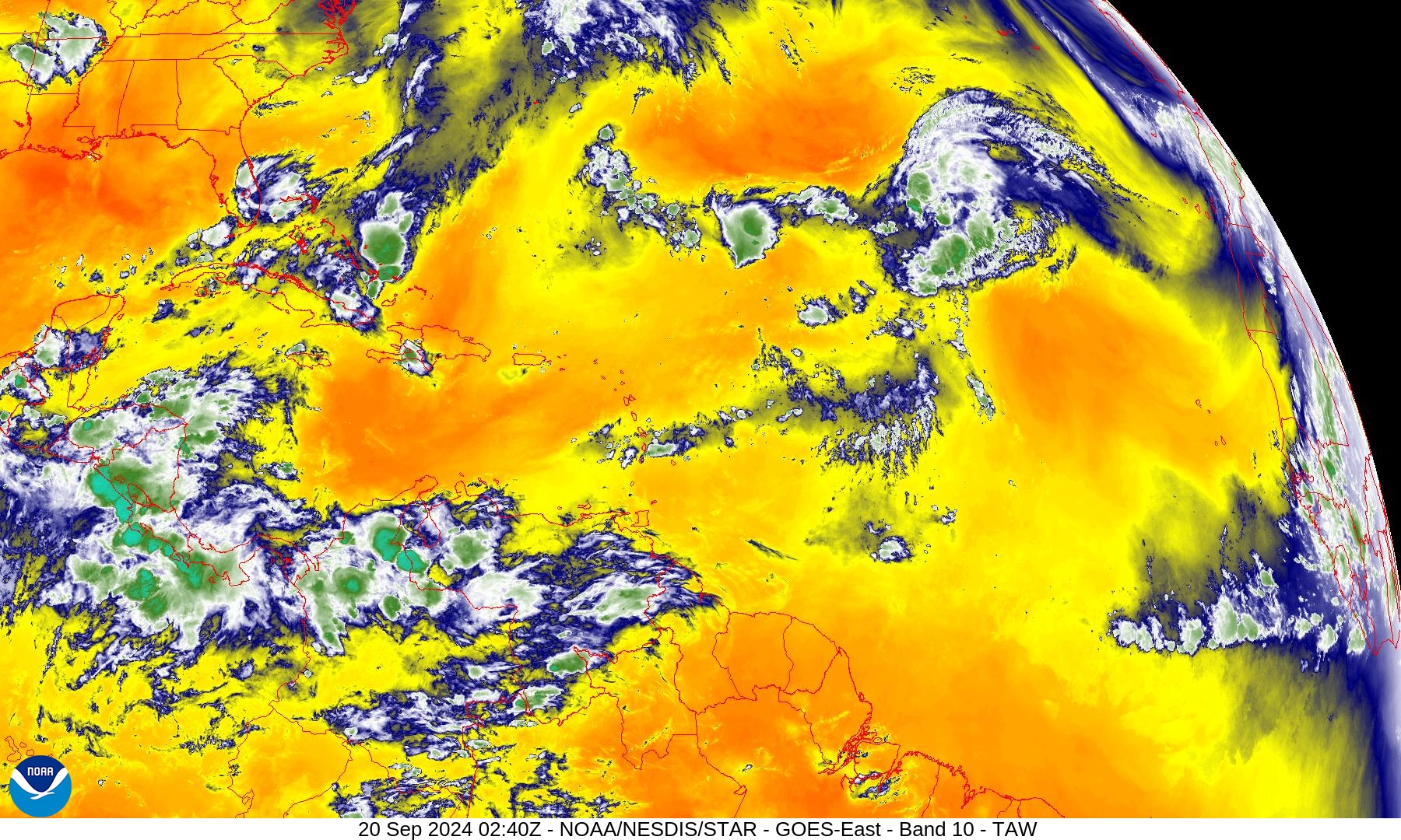 Band 10 - 7.3 µm - Lower-level Water Vapor - IR - 20 Sep 2024 - 0240 UTC