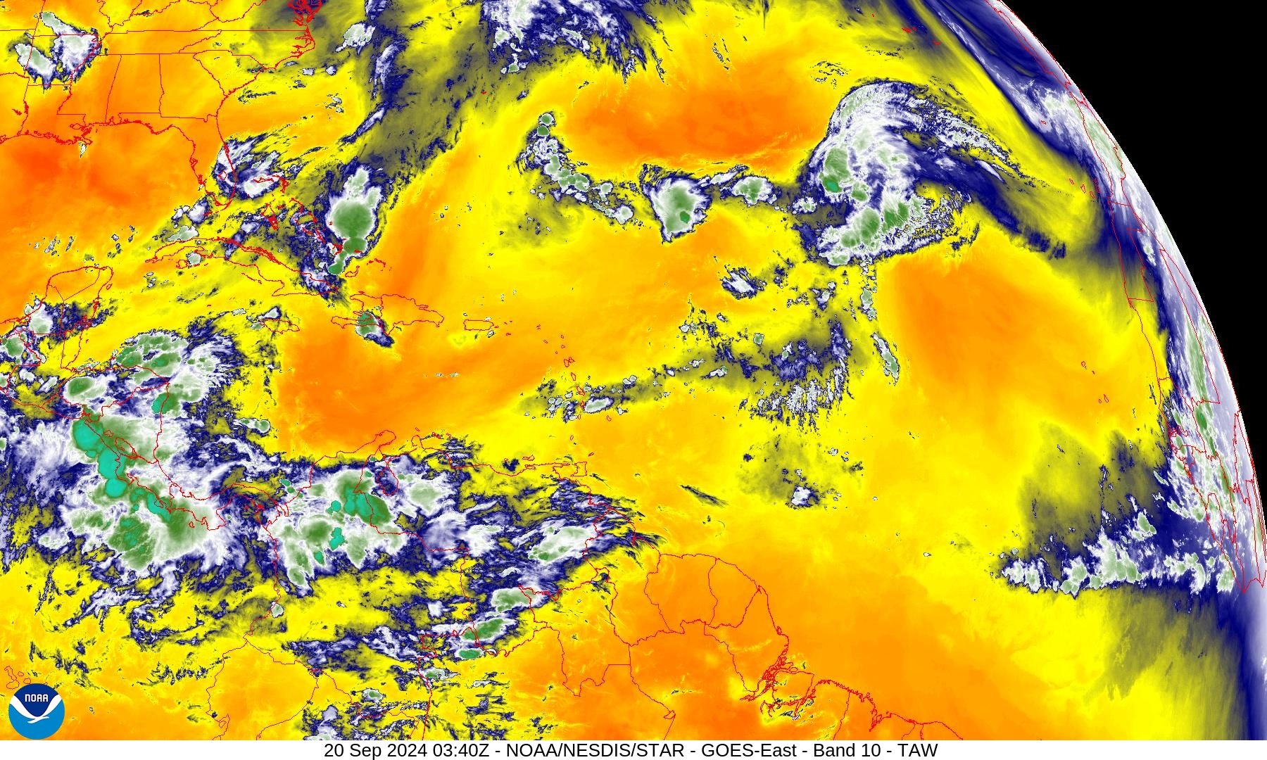 Band 10 - 7.3 µm - Lower-level Water Vapor - IR - 20 Sep 2024 - 0340 UTC