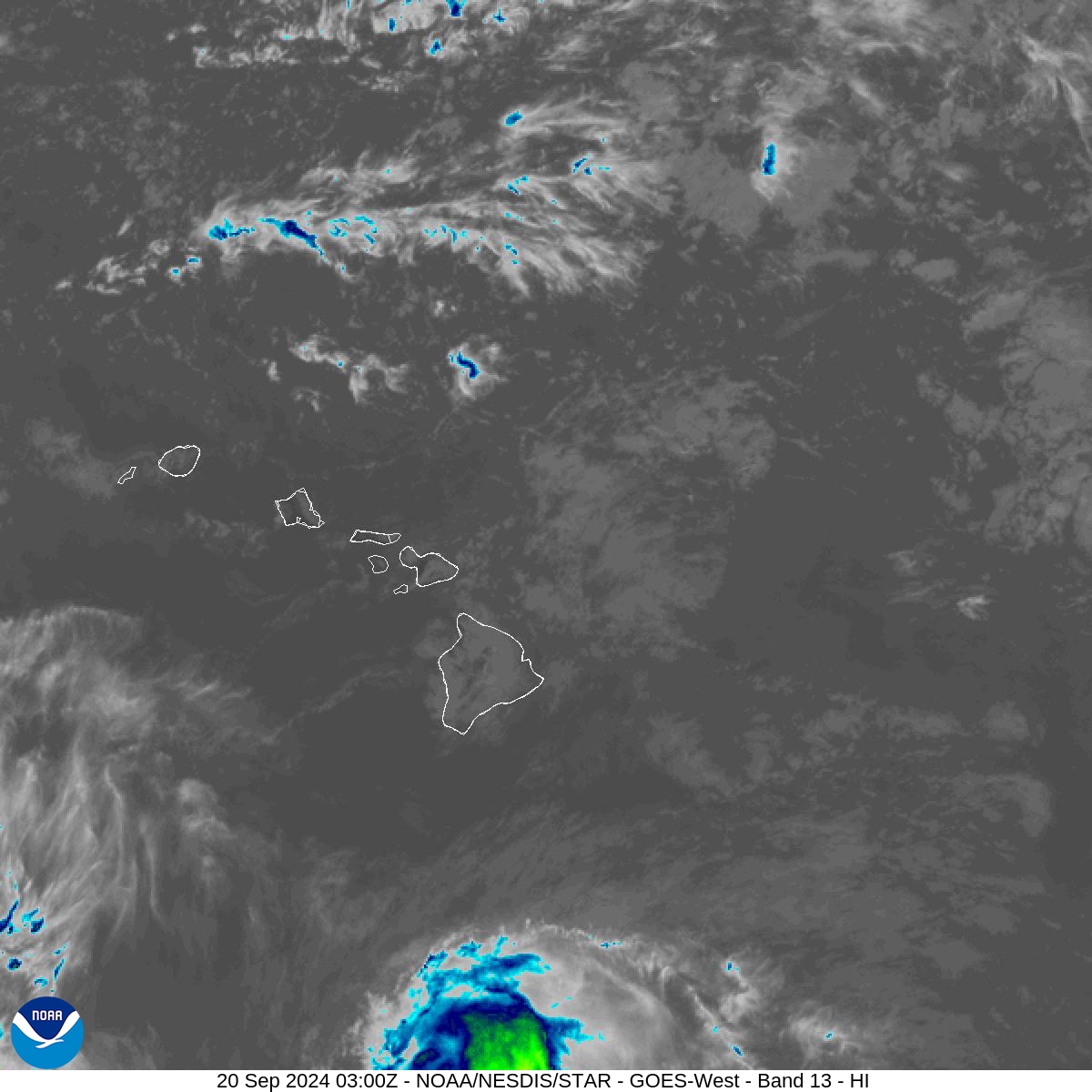 Band 13 - 10.3 µm - Clean Longwave Window - IR - 20 Sep 2024 - 0300 UTC