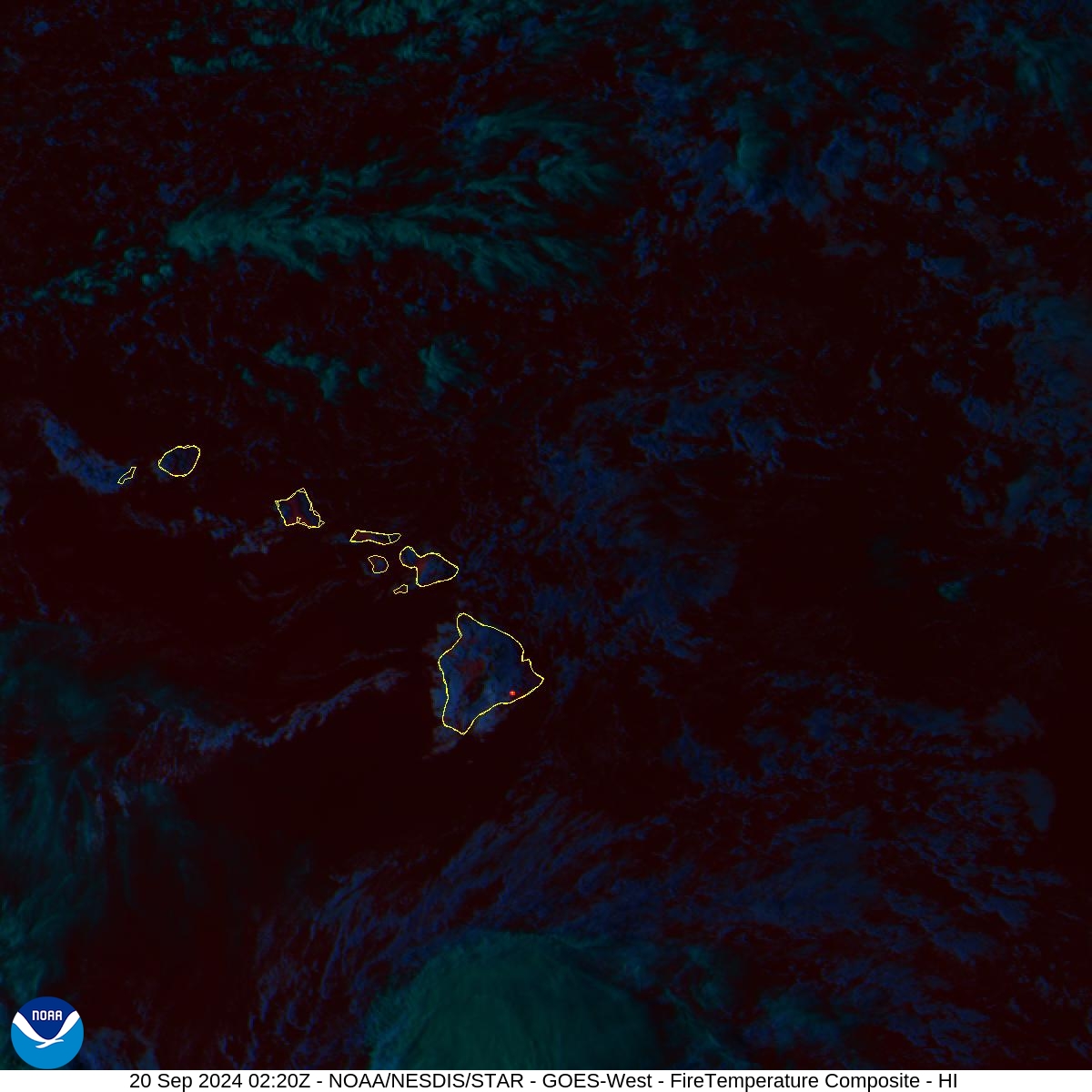 Fire Temperature - RGB used to highlight fires - 20 Sep 2024 - 0220 UTC