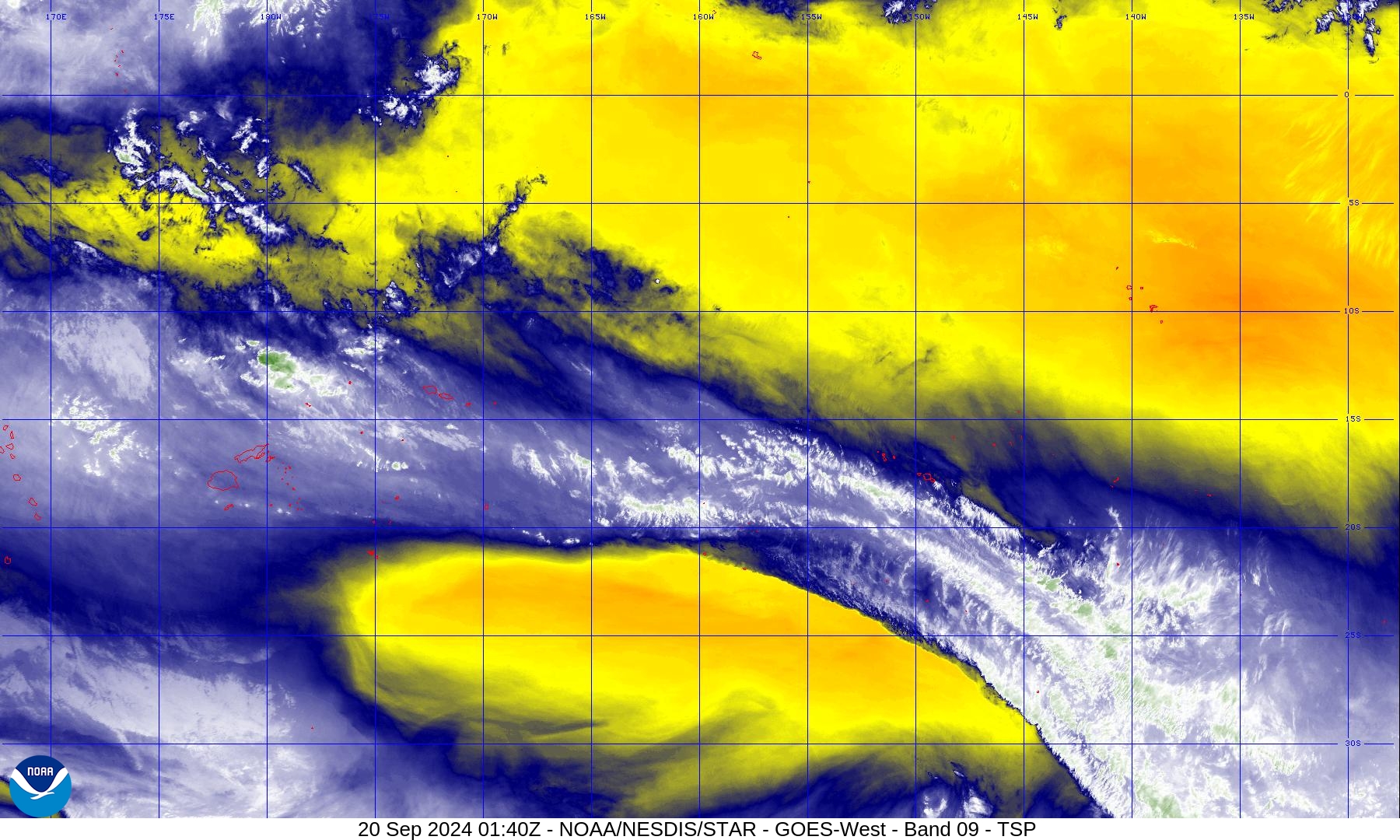 Band 9 - 6.9 µm - Mid-Level Water Vapor - IR  - 20 Sep 2024 - 0140 UTC