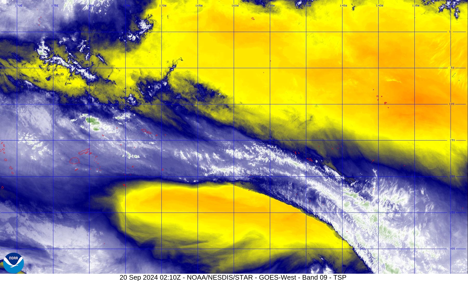 Band 9 - 6.9 µm - Mid-Level Water Vapor - IR  - 20 Sep 2024 - 0210 UTC