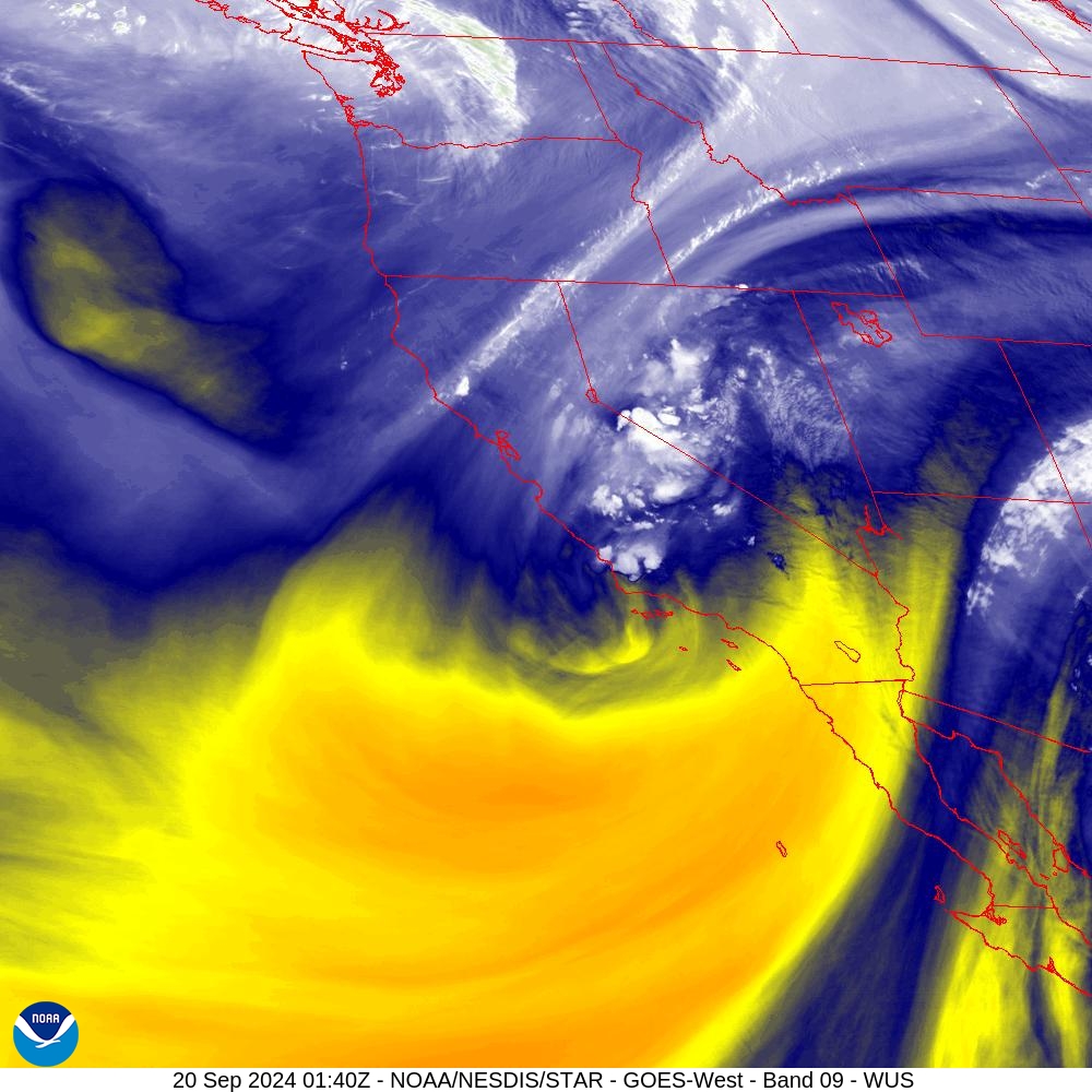 Band 9 - 6.9 µm - Mid-Level Water Vapor - IR  - 20 Sep 2024 - 0140 UTC