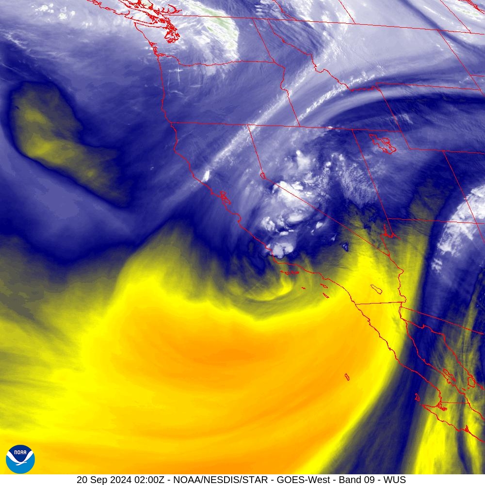 Band 9 - 6.9 µm - Mid-Level Water Vapor - IR  - 20 Sep 2024 - 0200 UTC