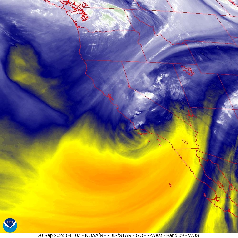 Band 9 - 6.9 µm - Mid-Level Water Vapor - IR  - 20 Sep 2024 - 0310 UTC