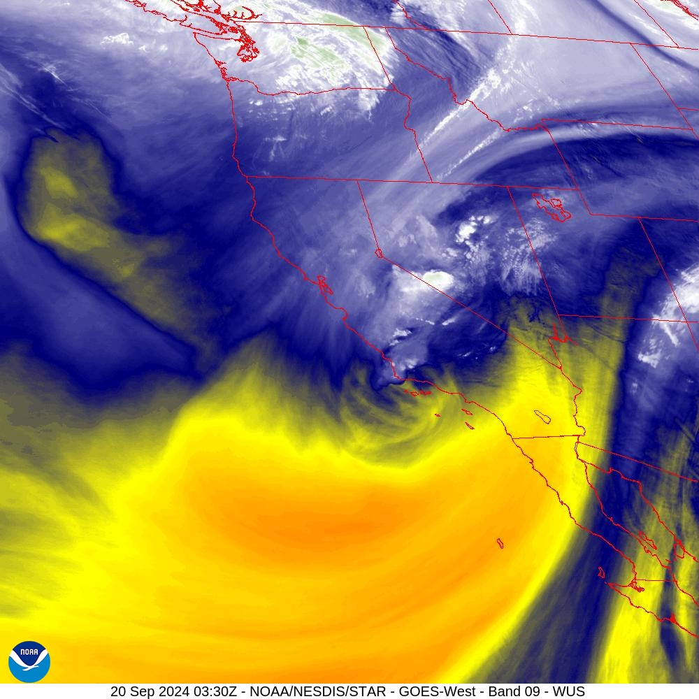 Band 9 - 6.9 µm - Mid-Level Water Vapor - IR  - 20 Sep 2024 - 0330 UTC