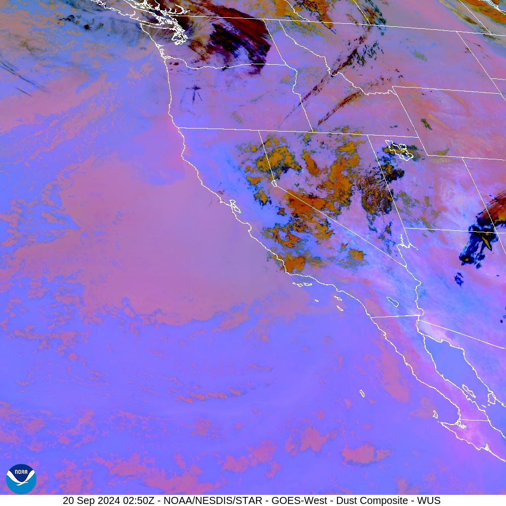 Tropospheric Dust Content - RGB for identifying tropospheric dust - 20 Sep 2024 - 0250 UTC