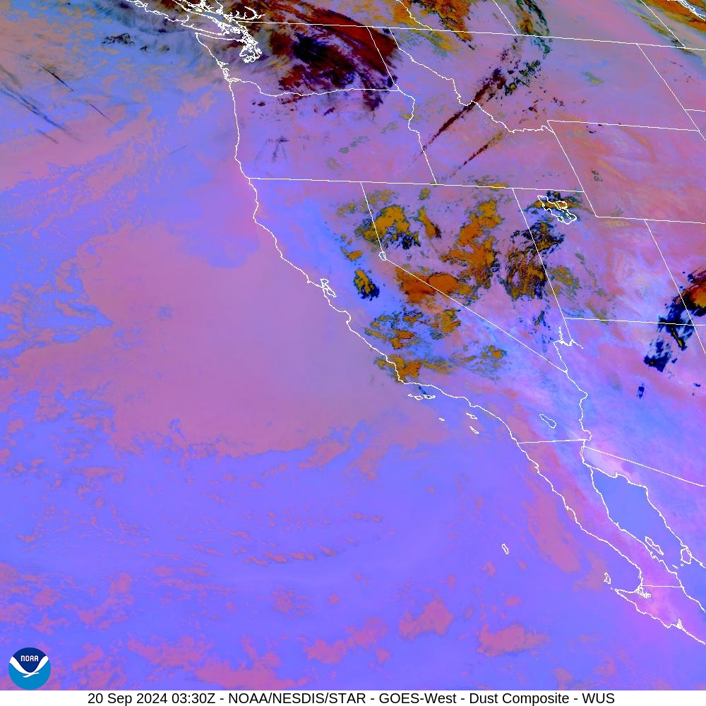 Tropospheric Dust Content - RGB for identifying tropospheric dust - 20 Sep 2024 - 0330 UTC