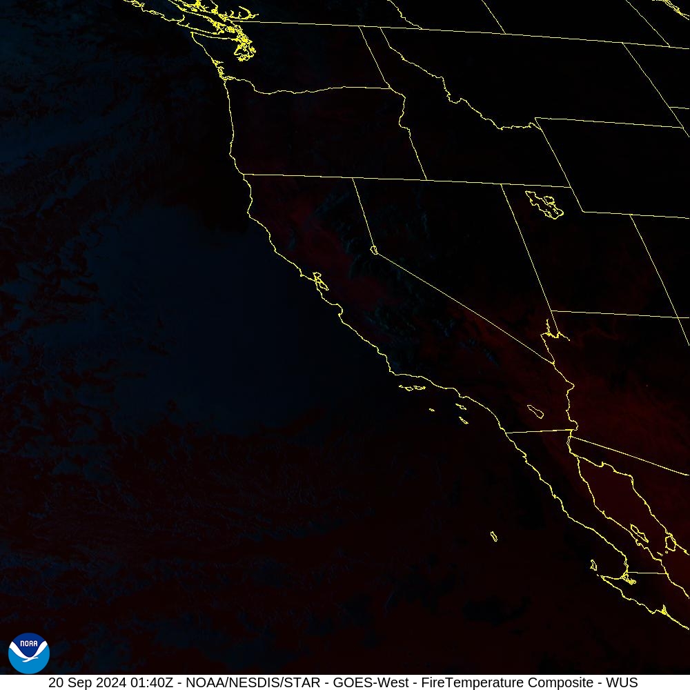 Fire Temperature - RGB used to highlight fires - 20 Sep 2024 - 0140 UTC