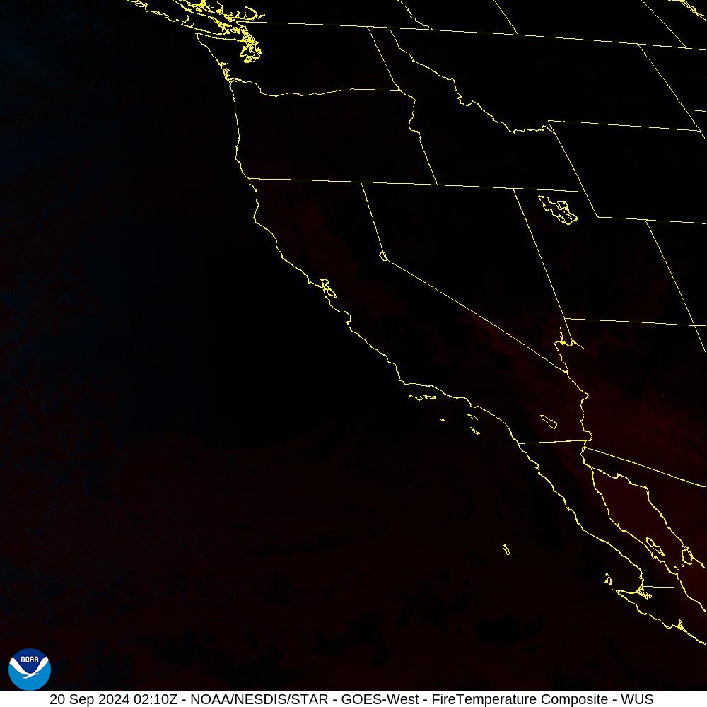 Fire Temperature - RGB used to highlight fires - 20 Sep 2024 - 0210 UTC