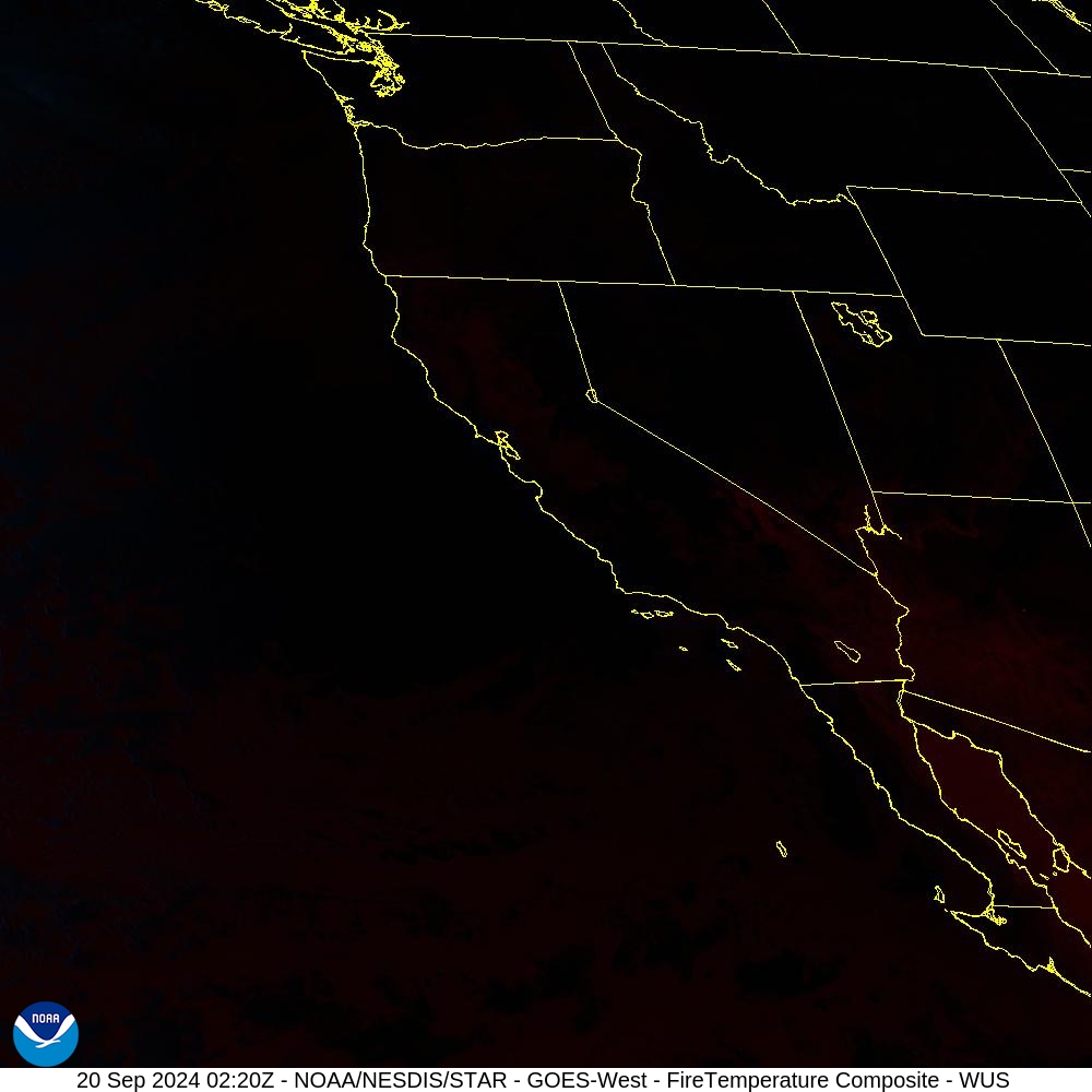 Fire Temperature - RGB used to highlight fires - 20 Sep 2024 - 0220 UTC