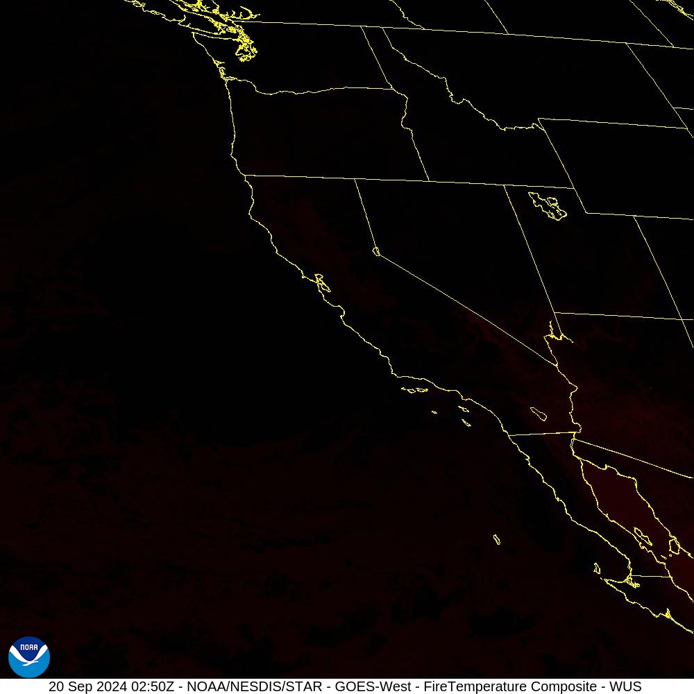 Fire Temperature - RGB used to highlight fires - 20 Sep 2024 - 0250 UTC