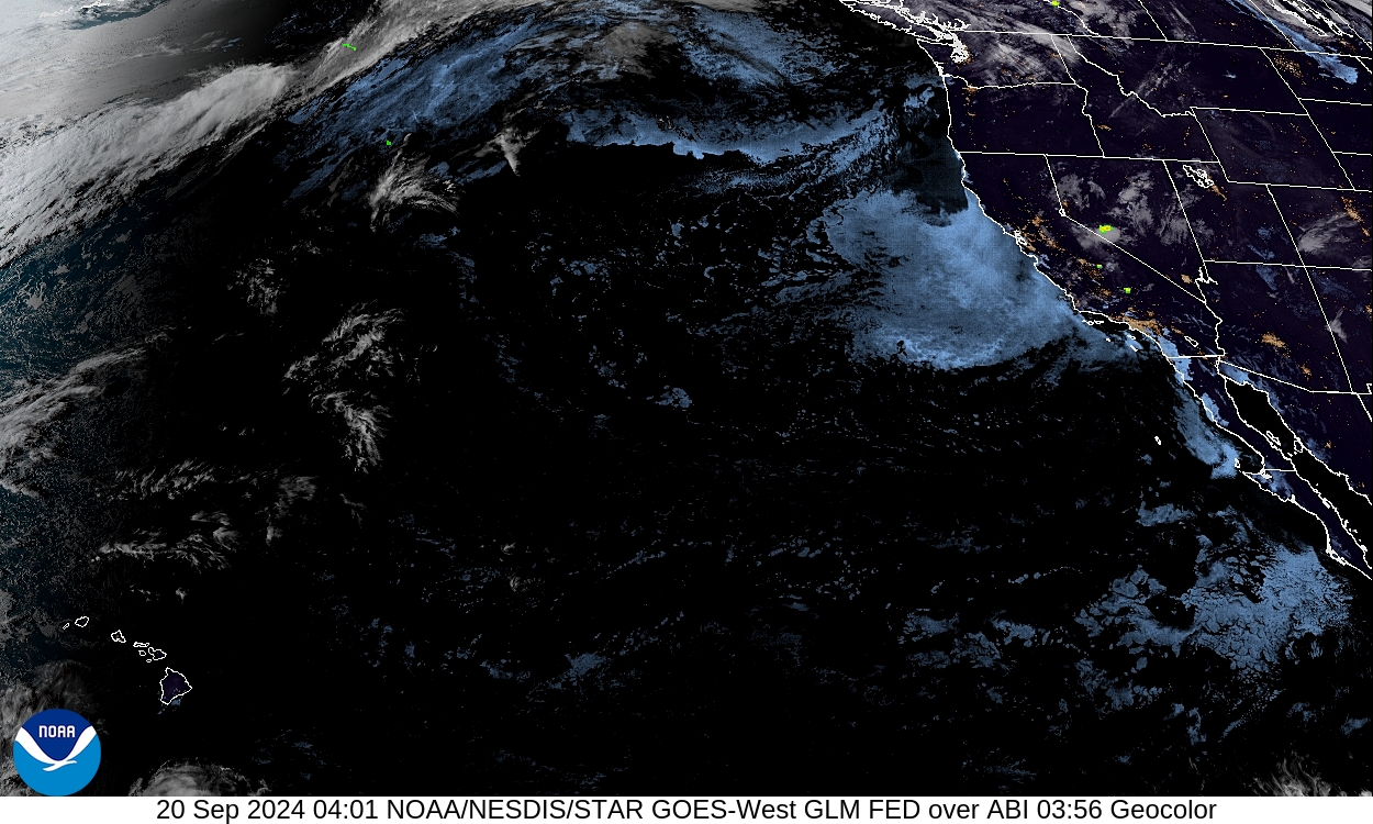 Geostationary Lightning Mapper - Lightning flash extent over GeoColor - 20 Sep 2024 - 0401 UTC