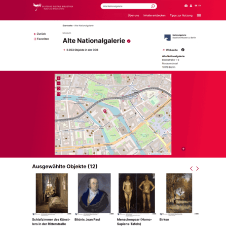 Organisationsseite der Alten Nationalgalerie