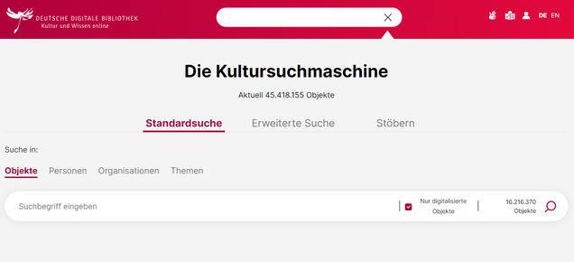 Das Suchfeld der Deutschen Digitalen Bibliothek