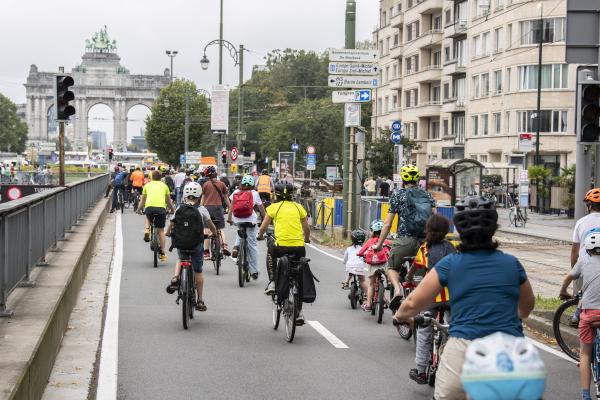 People cycling in an urban setting