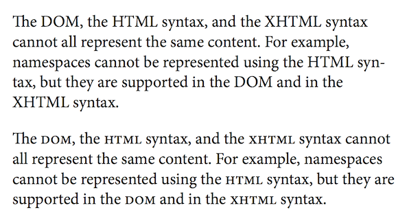 using all-small-caps in acronym-laden text