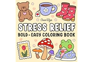 Stress Relief: Coloring Book for Adults and Kids, Bold and Easy, Simple and Big Designs for Relaxation Featuring Animals, Lan