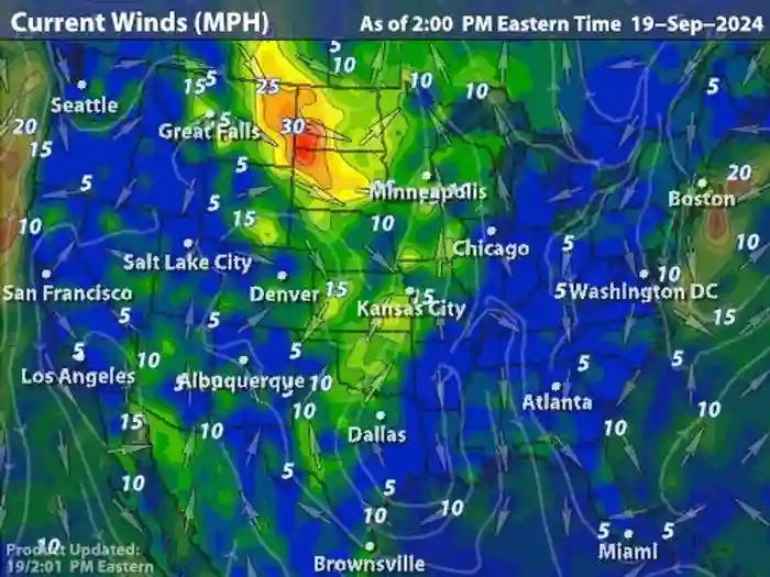 Current USA Wind Map