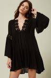 Saltwater Solids Bell Sleeve in Black Cover Up