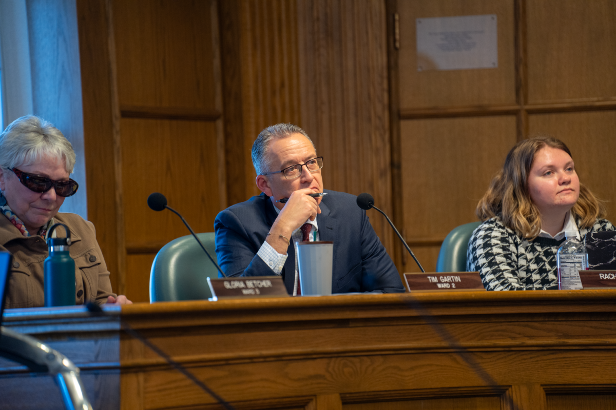 Ward 2 Representative Tim Gartin meets for City Council at Ames City Hall on Apr. 9, 2024.