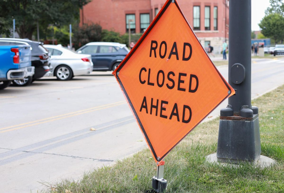 A road closed ahead sign warns drivers that they are not able to pass through on Morrill road in Ames on Sep. 10, 2024. 