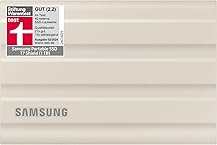 Samsung Portable SSD T7 Shield, 1 TB, USB 3.2 Gen.2, 1.050 MB/s Lesen, 1.000 MB/s Schreiben, Robuste externe Festplatte Outdoor für Mac, PC und Smartphone, Beige, MU-PE1T0K/EU