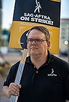 Duncan Crabtree-Ireland on a SAG-AFTRA picket line in July 2023.